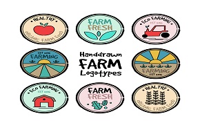 8 hand-painted Farm Logo vector
